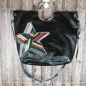 T-Shirt & Jeans Ring Tote Hand Shoulder Bag Purse Sequin Star NWT.